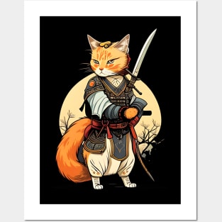 Japanese Cat Samurai Katana Catana - Love Cats Posters and Art